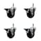 Service Caster 3.5'' Soft Rubber Wheel Swivel 7/16'' Grip Ring Stem Caster Set with Brake, 4PK SCC-GR20S3514-SRS-PLB-716138-4 - alternate 1